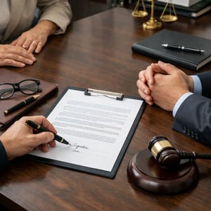 the signing of a legal document within a business like office peoples faces should not be shown-1