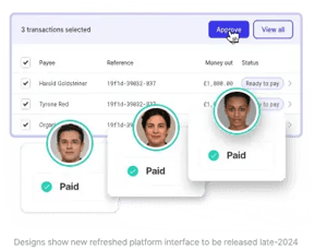 Payment agent interface with transaction overview